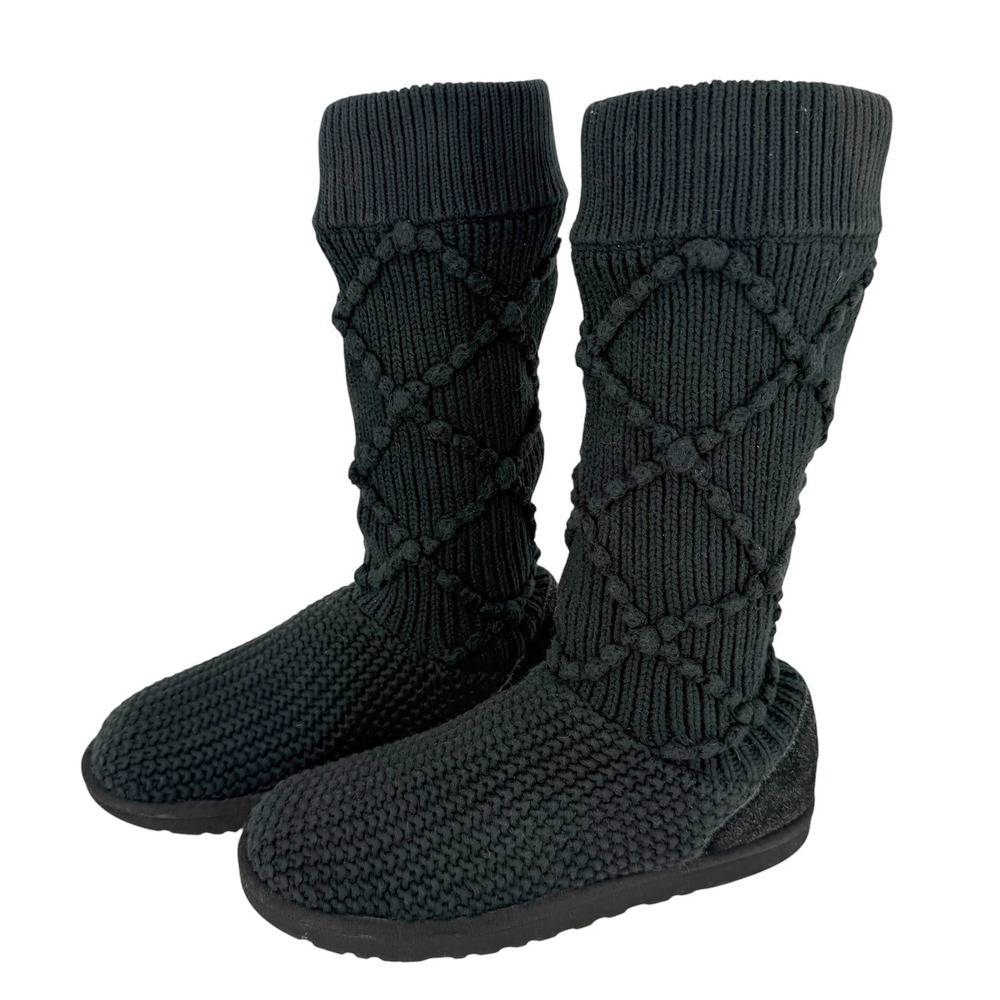 UGG Argyle Black Diamond lattice Lattice Cardy Tall Knit Boots Women Size 9